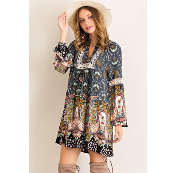 entro Dresses & Skirts - Entro Boho Baby Doll Flowy Tunic Dress size S